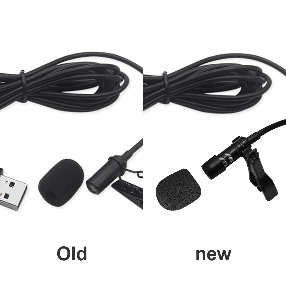 Portable USB Mini Microphone 2m Lapel Lavalier Mic Clip-on External Buttonhole Microphones for Laptop PC Computer Recording Chat