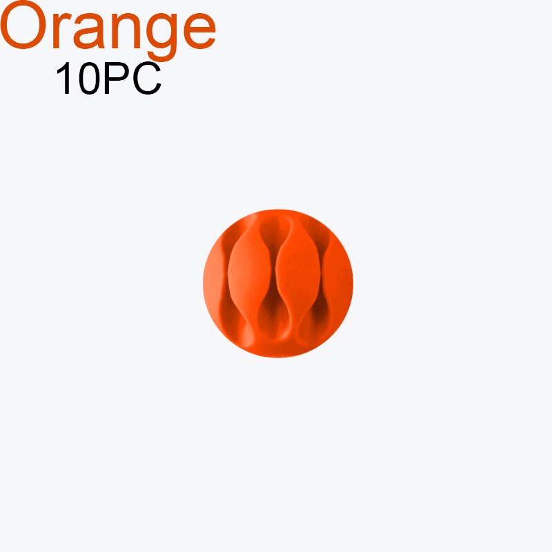 Leuke Telefoon Kabel Organizer Computer Netsnoer Houder Muis Draad Clips Siliconen Kabels Protector Datalijn Bureau Kabelmanagement: 10PCS Orange 3 Holes