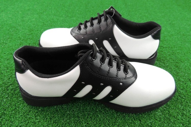 Buty golfowe męskie plus rozmiar 40-46, skórzane, oddychające, wodoodporne, robić aktywności, z kolcami robić paznokci, antypoślizgowe buty golfowe: Czarny / 9