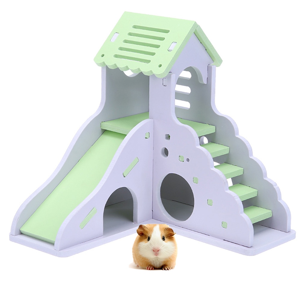 Hamster legetøj farverige mini træ dias samle hamster hus søde små dyr kæledyr legetøj forsyninger dyr sovende hus