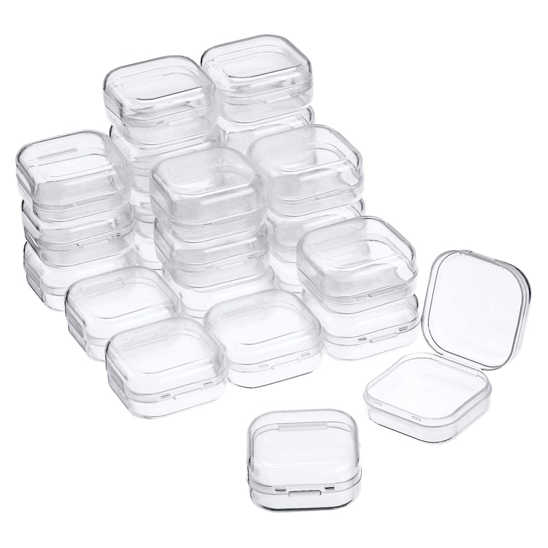 24Pcs Kleine Clear Plastic Kralen Opslag Containers Doos Met Scharnierend Deksel Voor Opslag Van Kleine Artikelen Ambachten Hardware