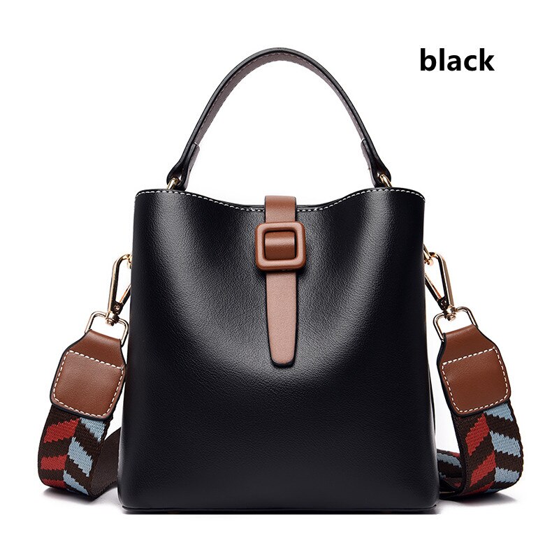 Bolso de hombro de de banda ancha para mujer, bandolera de alta capacidad, de viaje, de cuero Pu,: Negro