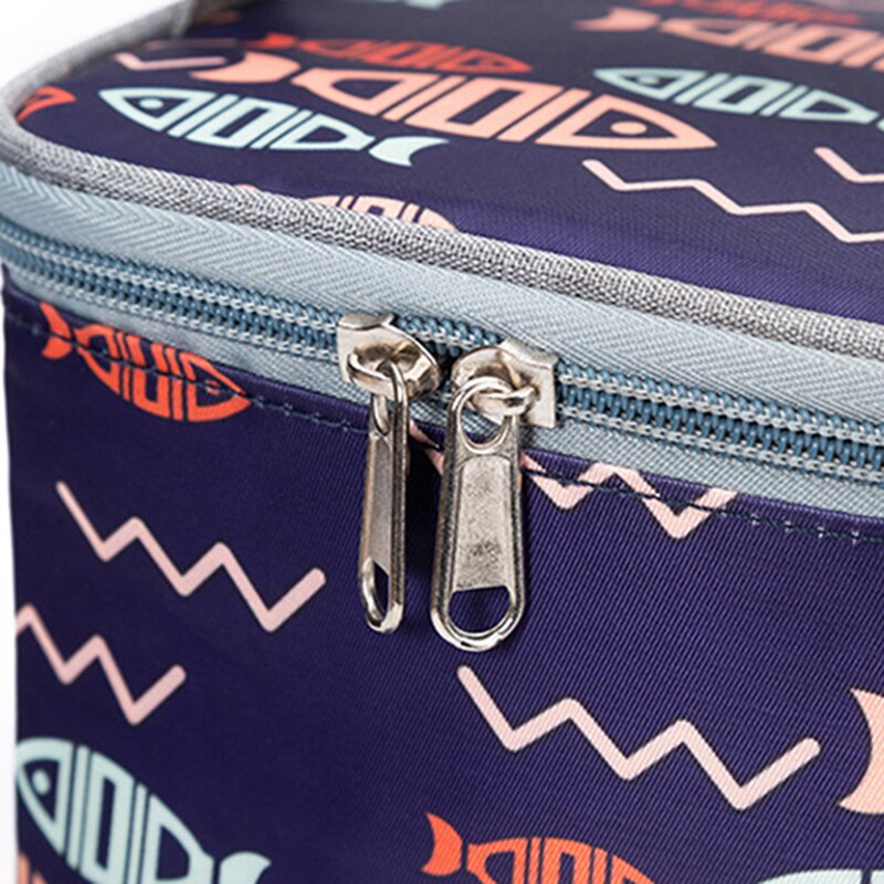 Portable Lunch Bag Cylinder-shaped Thermal Cooler Aluminum Foil Thickened Insulated Convenient Carry Tote Picnic Storage Bags