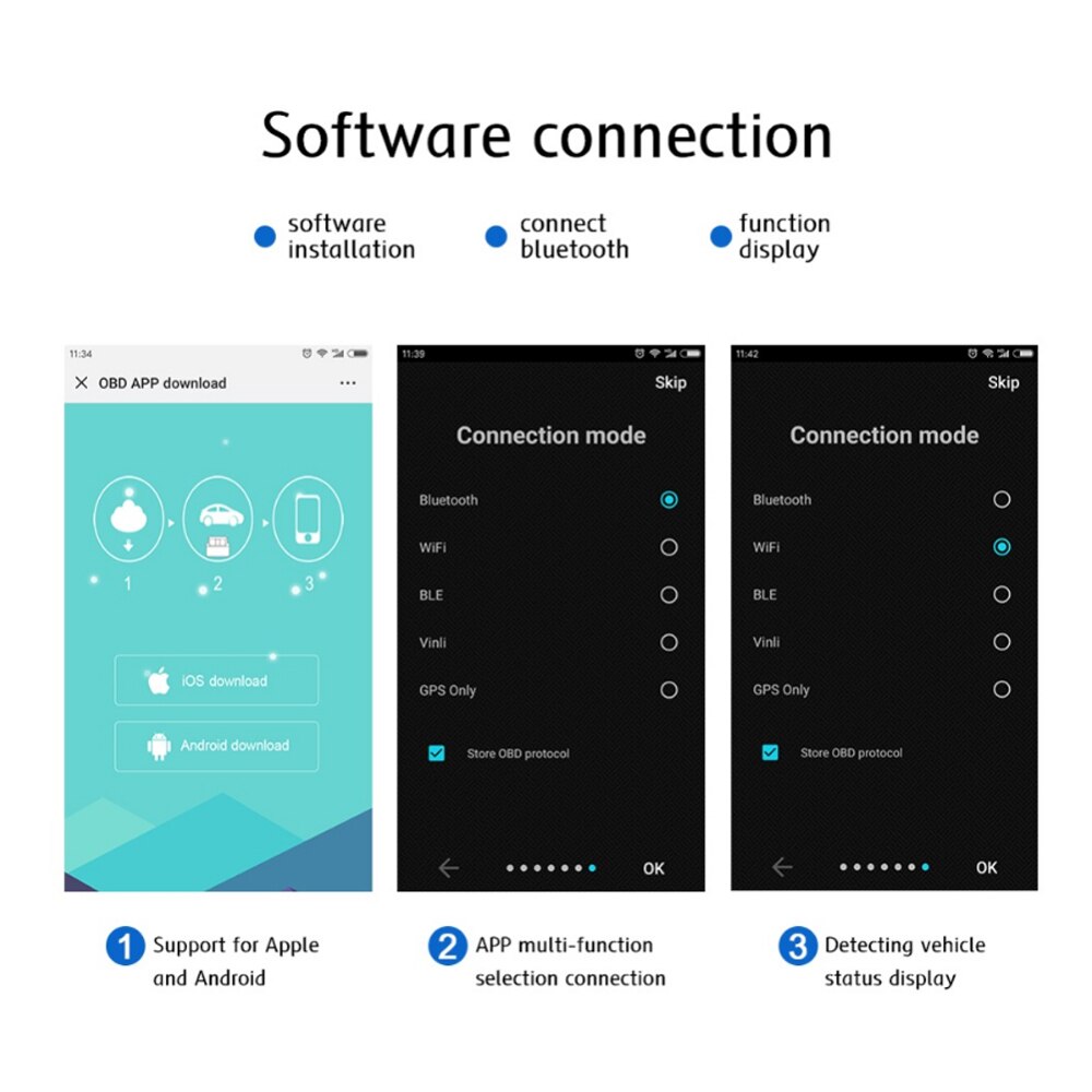 Runningway ELM 327 Car Code Scanner Tool Bluetooth/Wifi Super MINI ELM327 OBD2 Suppot All OBD2 Protocols