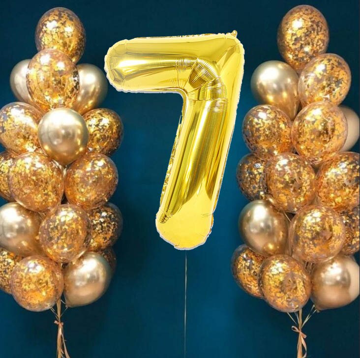 32 stk / parti 32 tommer guld numerballon 12 tommer guld konfetti blandet metallisk latexballon til fødselsdagsfest festdekorationer