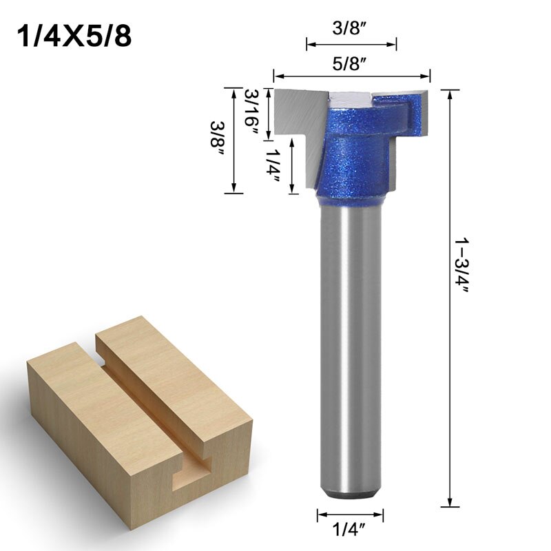 1-2pc 6mm/6.35mm- skaft t-spor slids & t-slot nøglehulsfræser fræser til fræsning af træ: 6.35mm skaft  no2