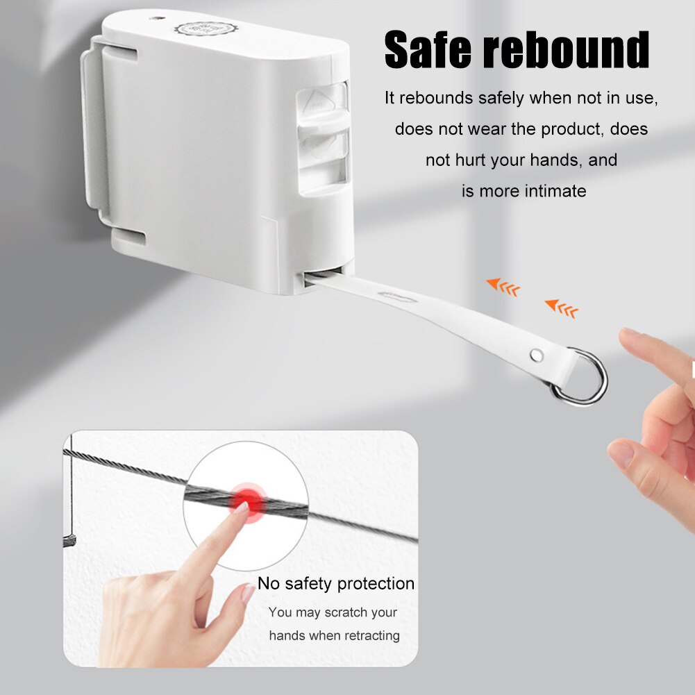 Laundry Clothes Dryer Retractable Towel Line Balcony ABS Indoor Stretch Invisible Wall Hanger Hole Clothesline Organiser Parts