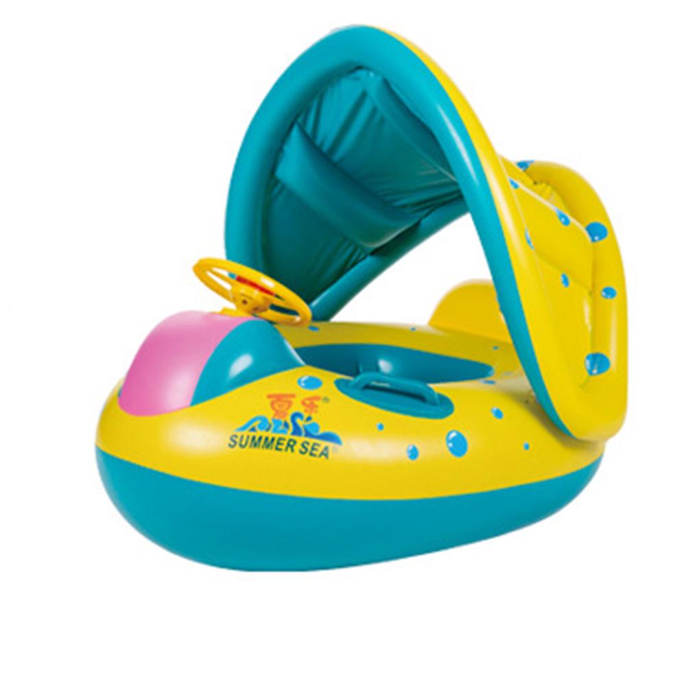 Adorável bebê criançwie anel de natação childs inflável natação círculo anéist drehbare alça mão sonne sombreamento