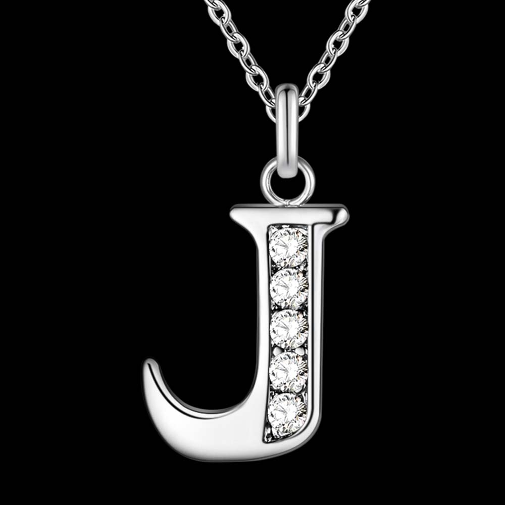 Letter A-S silver plated Necklace, Stamp 925 silver jewelry Pendant /XYLQNNAG XYLQNNAG: J