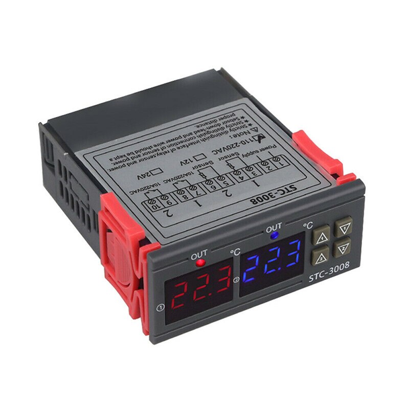 STC-3008 Dual Digital Temperature Controller Double NTC Sensor 12/24/220V Thermoregulator LB88