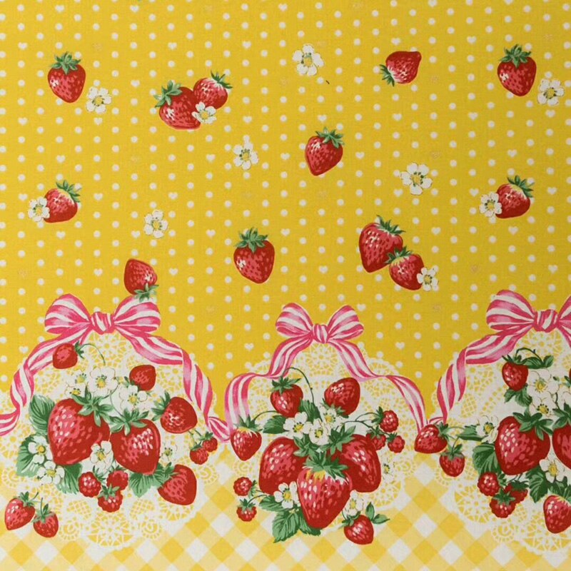 Tela de fresas japonesa importada fina de 110x50cm, tejido de algodón acolchado de Material de costura, tela de retales impresos Diy para ropa de bebé