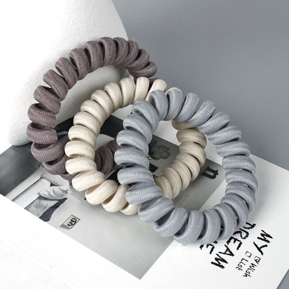 Hoge Elasticiteit Telefoon Spoel Haarbanden Vrouwen Spiraal Haar Banden Meisjes Haar Ringen Touw Effen Kleur Haar Accessoires
