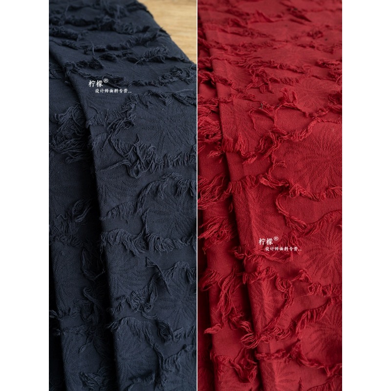 Katoenen En Linnen Tas Met Kwastjes Diy Stof Linnen Jacquard Donkere Bloem Handgesneden Jas Rok Kleding Stof