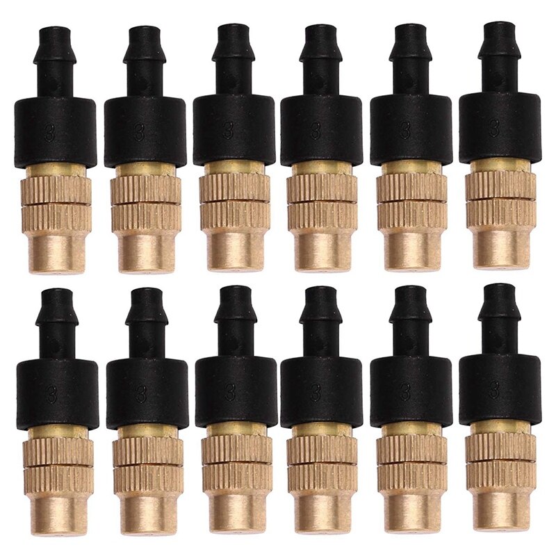 12 Set Copper Adjustable Spray Nozzle Spray Atomization Copper & 1x 30 Meter 1/4 Inch Blank Distribution Pipe