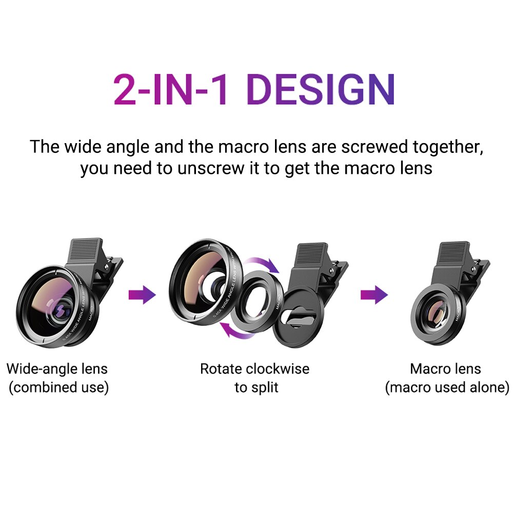 Apexel Telefoon Lens Kit 0.45x Super Groothoek &amp; 12.5x Macro Micro Lens Hd Camera Lentes Voor Iphone 6S 7 Xiaomi Meer Mobiele Telefoons