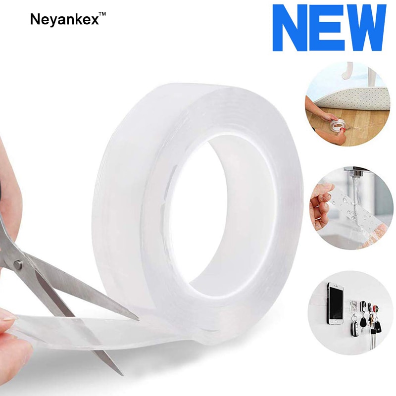 3M Nano Magic Double Sided Face Tape Adhesive Transparent Clear Tape tape Sealing Reusable Waterproof Sticky Wall Tape Bathroom