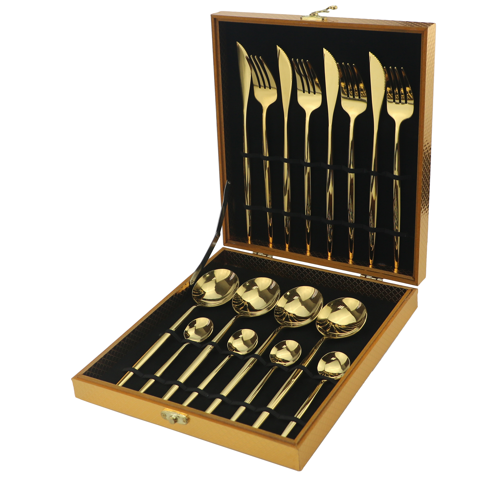 16pcs Luxury Cutlery Set Rainbow Dinnerware Set Stainless Steel Tableware Fork Knife Spoon Dinner Set Silverware With Box