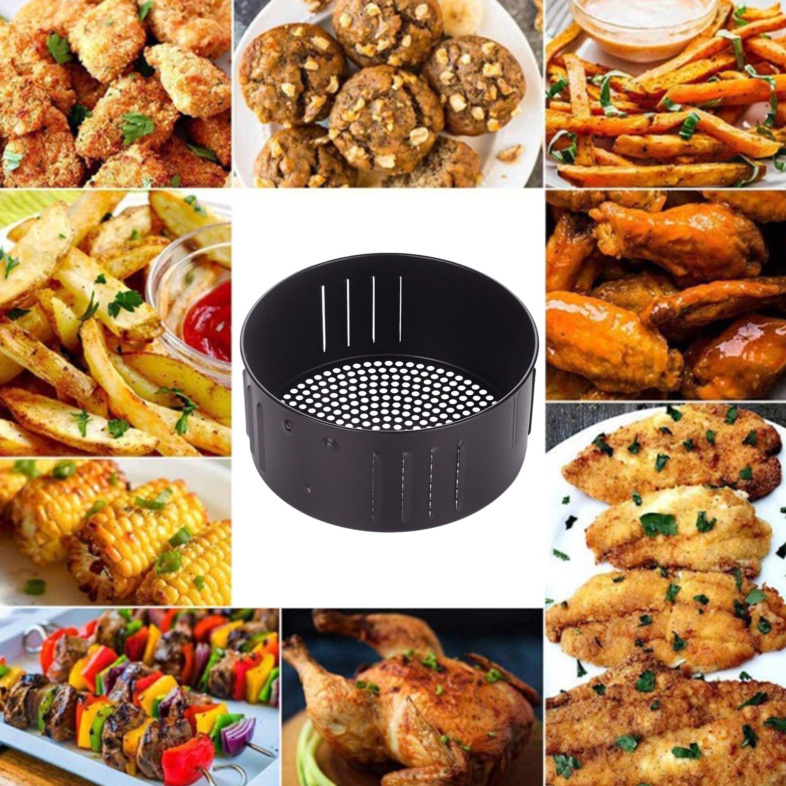 2.6L/3.5L Air Fryer Replacement Basket Non Stick Sturdy Roasting Cooking Stainless Steel Baking Tray For Air Fryer Accessories