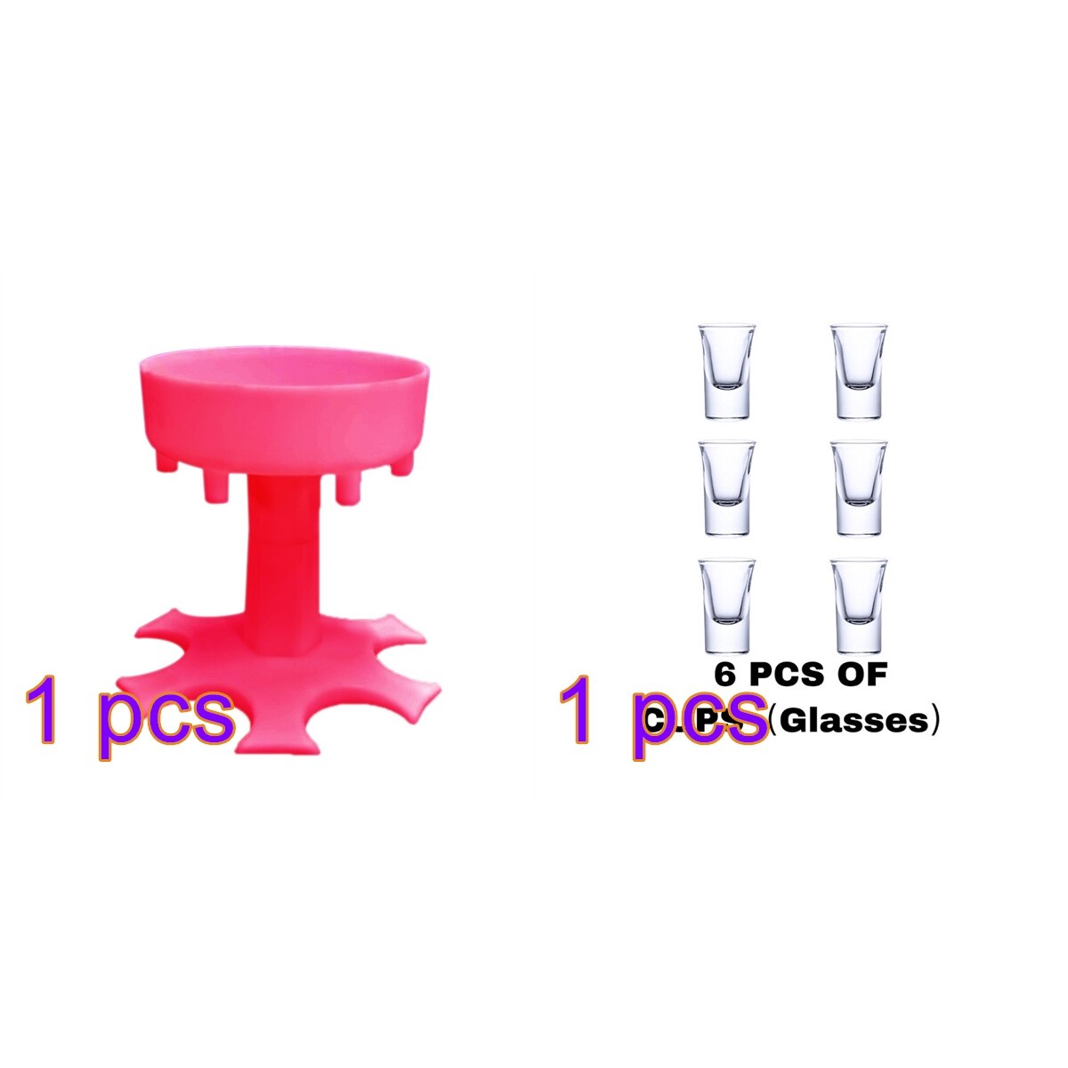 6 Shot Glass Dispenser Holder Wine Glass Rack Cooler Beer Beverage Dispenser Shot Buddys Party Bar Accessories: Pink-Set A
