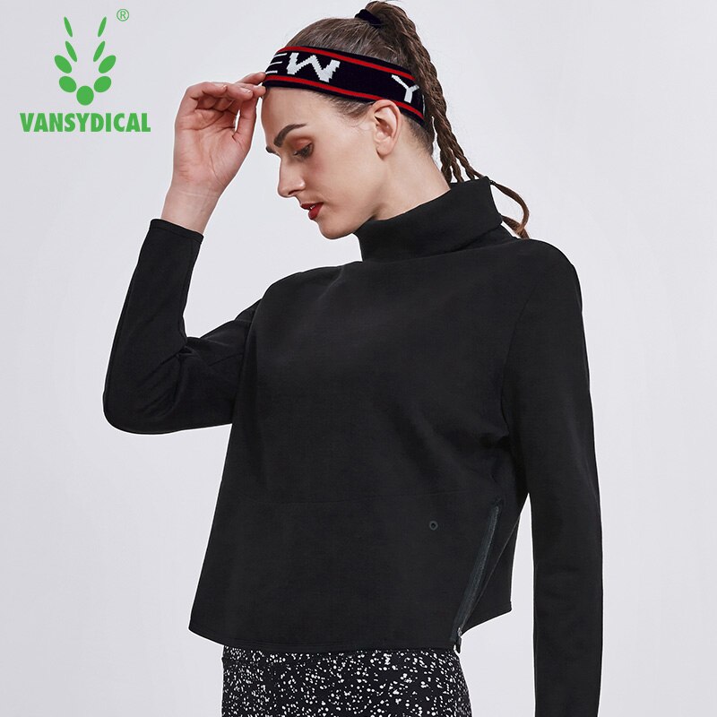 Vansydical Herfst Winter Stijl Hoge Kraag Sport Running Yoga Tops Vrouwen Lange Mouwen Truien Fitness Workout Trui