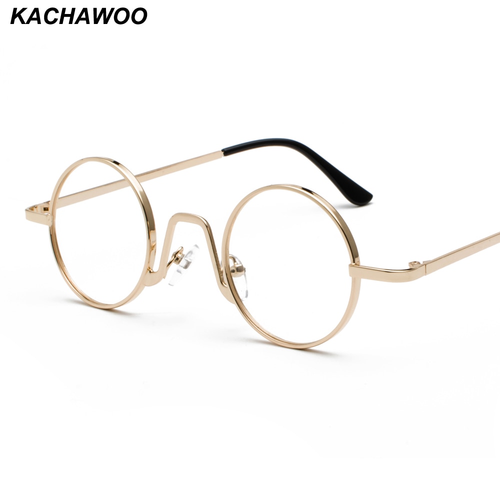 Kachawoo Vintage Retro Round Circle Metal Frame Eyeglasses Women Small Glasses Frame Men Nerd Decoration