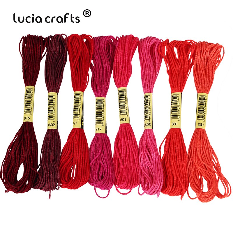 Lucia Crafts 8 Pcs/Lot Multicolor Thread Cross Stitch Cotton Sewing Skeins Embroidery Thread Kit DIY Sewing W0311