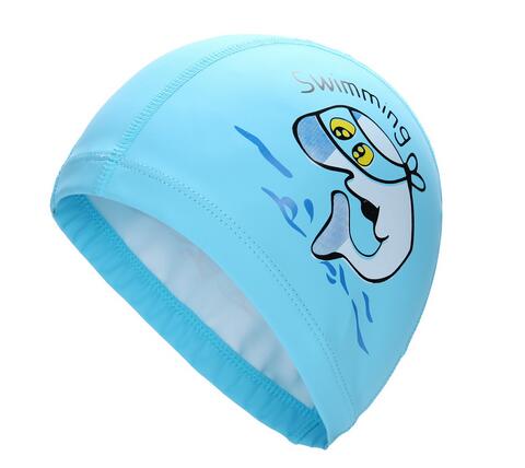 Tkanina PU Cute Cartoon zwierząt delfin dzieci dzieci czepek wodoodporny chronić uszy długie włosy chłopcy dziewczęta basen kąpielowy czapki kapelusz: BŁĘKITNA