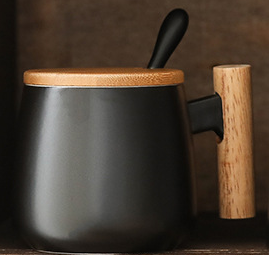 Taza sencilla de cerámica nórdica para el hogar, vaso de agua para café, práctico con tapa: 1