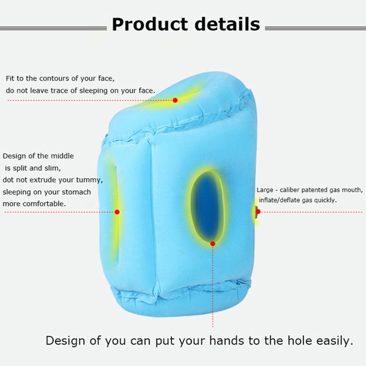Inflatable Travel Sleeping Bag Portable Cushion Neck Pillow for Men Women Outdoor Airplane Flight Train Sleeping Easy S/M