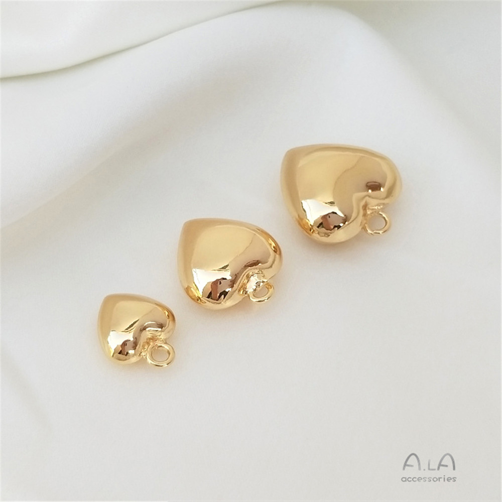 Colgante de corazón brillante chapado en oro de 14 quilates, pulsera artesanal, colgante de collar de clavícula