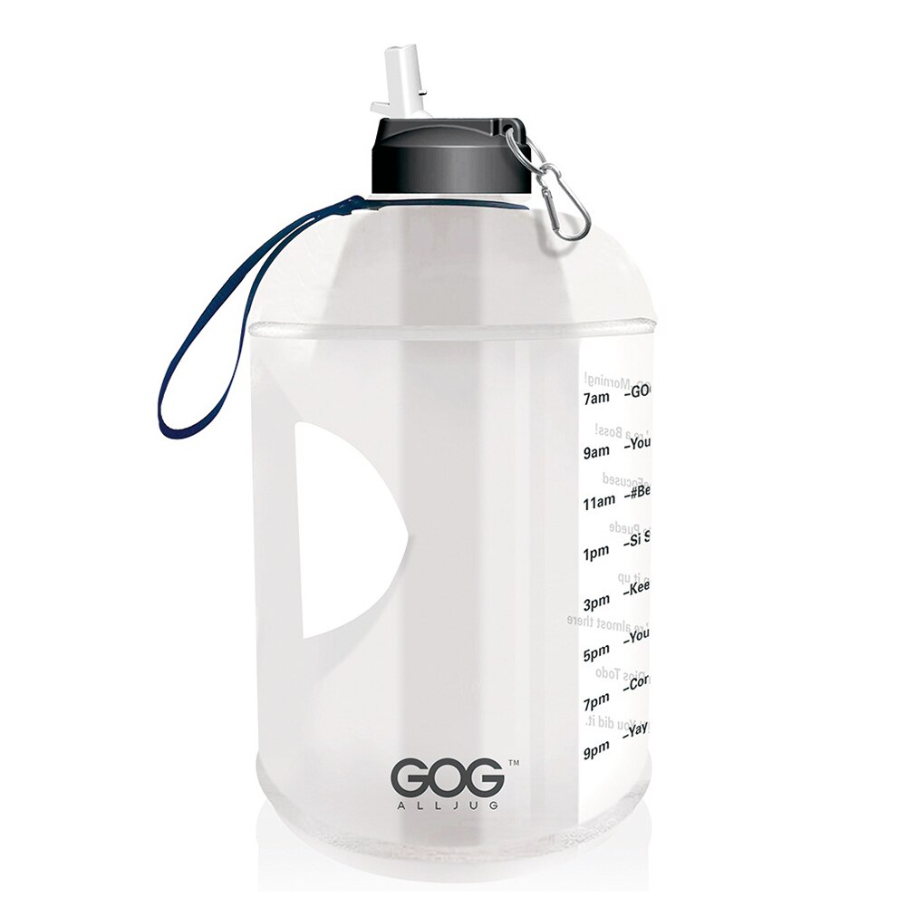 Gallon vandflaske med tidsmarkør og halm motiverende vandkande bpa gratis lækagesikre store vandflasker: Gennemsigtig