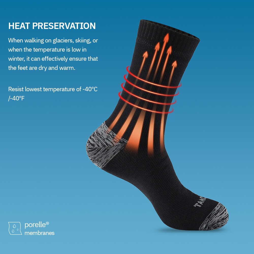 Wasserdichte Socken für Herren, Wärmer Schnee, Thermo-Sportsocke, PORELLE Membranen, Snowboard, Radfahren, Ski, Fahrrad, Winter, Schwarz, Blau