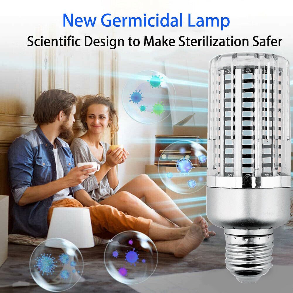 40W 130LEDs UVC Light Bulb UV Germicidal Lamp Sterilizer E27 Corn Shape Light Disinfection light Clean Air Remove Remote control