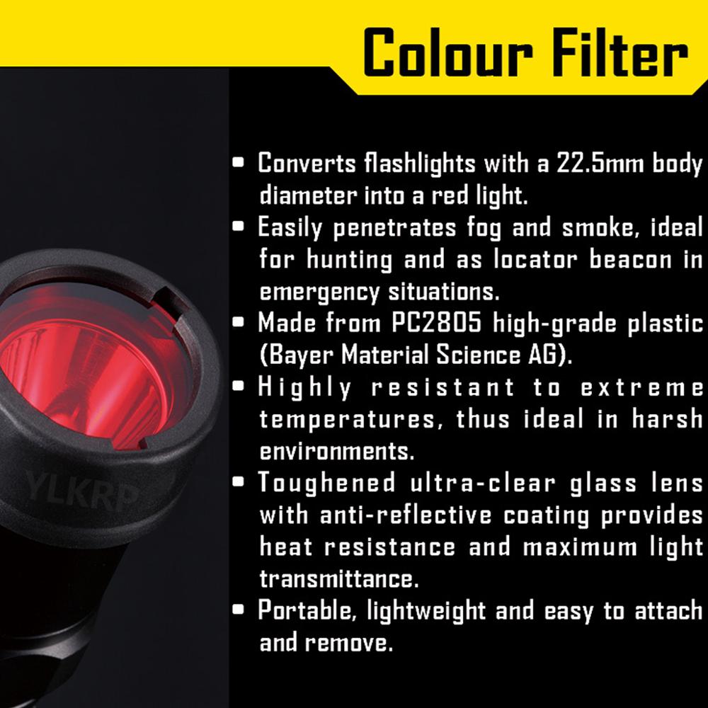 Nitecore Colour Filter(22.5mm) NFR23 NFB23 NFG23 NFD23 suitable for the flashlight with head of 22.5mm