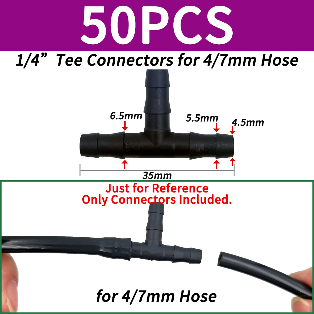 Oasis 3/5 4/7mm Hose Garden Irrigation Connectors Barbed Single Double Tee Elbow Drip Arrow Cross Coupling Watering Fitting: light yellow