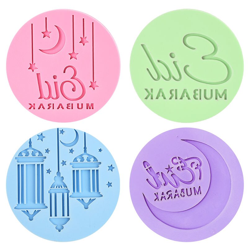 Eid Mubarak – moule à biscuits en relief, coupe-tampon en forme d&#39;étoile et de lune, décoration de fête musulmane du Ramadan, outils de cuisson de gâteaux à faire soi-même, moule à Fondant