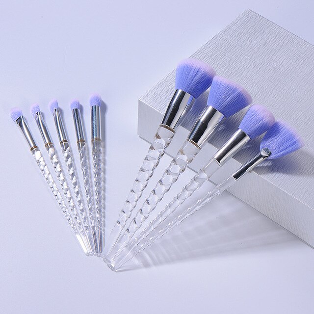 10Pcs Diamond Make-Up Kwasten Set Crystal Brush Powder Blush Foundation Oogschaduw Borstel Eenhoorn Make Up Kits Blending Brush: E