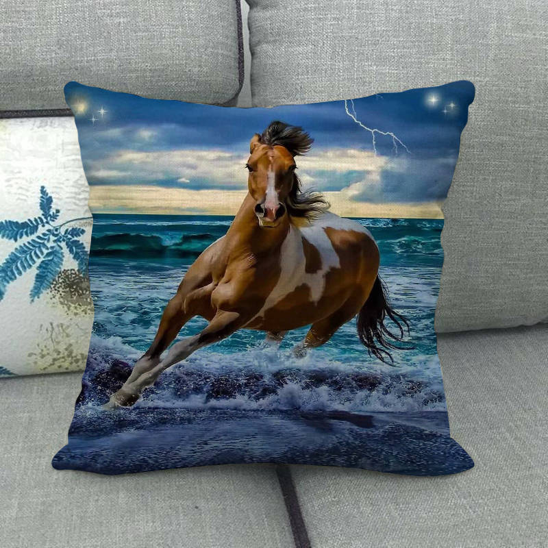 45cm * 45cm running horse linnen/katoen sierkussen covers couch kussenhoes home decor kussen