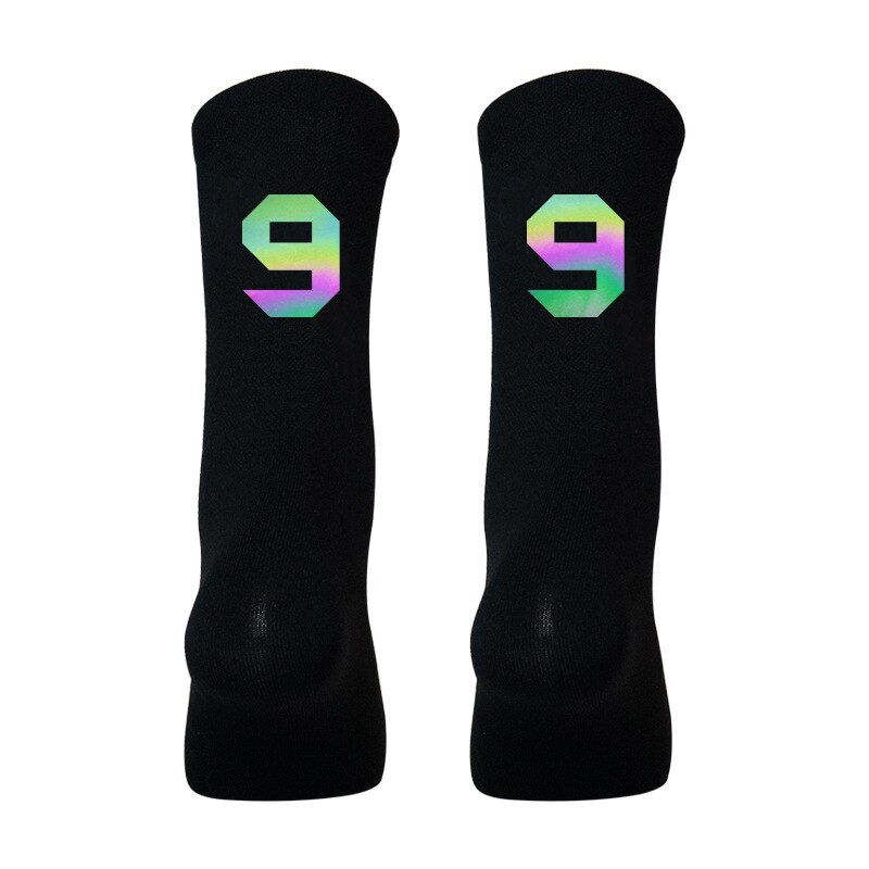 1 para kolorowe odblaskowe skarpety rowerowe sporty rowerowe oddychające szybkie suche Knitting Mid-tube wiosna letnie skarpetki damskie i męskie: BLACK09