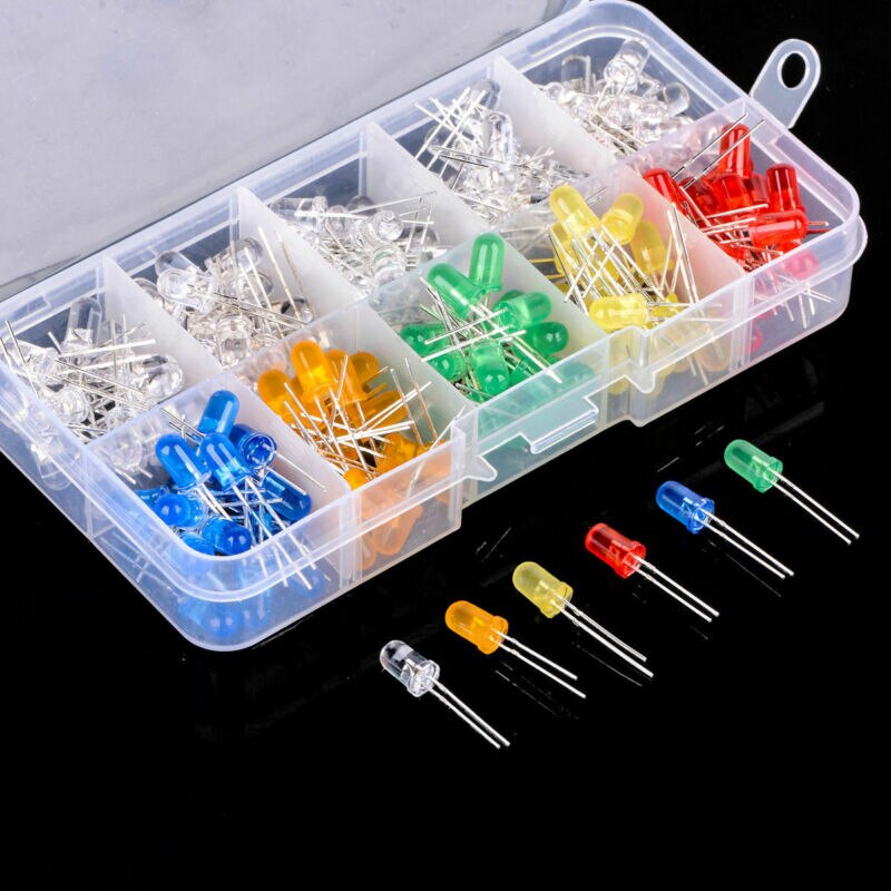 200 Stuks Light Emitting Diodes 6 Kleuren Elektronische Componenten 5Mm Diverse Kleur Diy Led Light Emitting Diodes Set Box