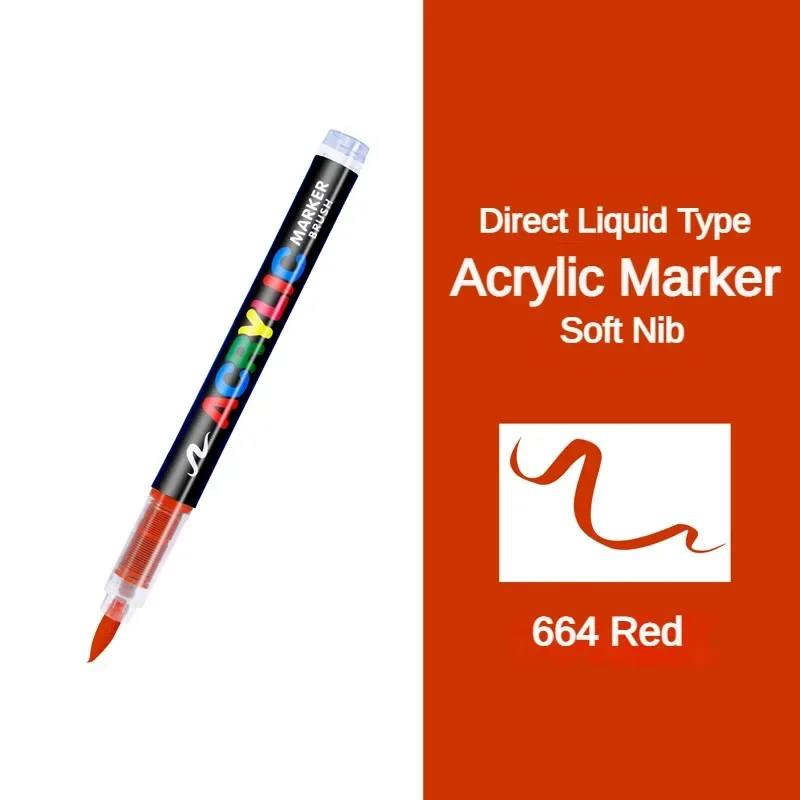 16 Colors Direct-liquid Acrylic Pens Paint Brush Marker Pen for Rock Painting Stone Ceramic Glass DIY Stationery Art Supplies: Clear