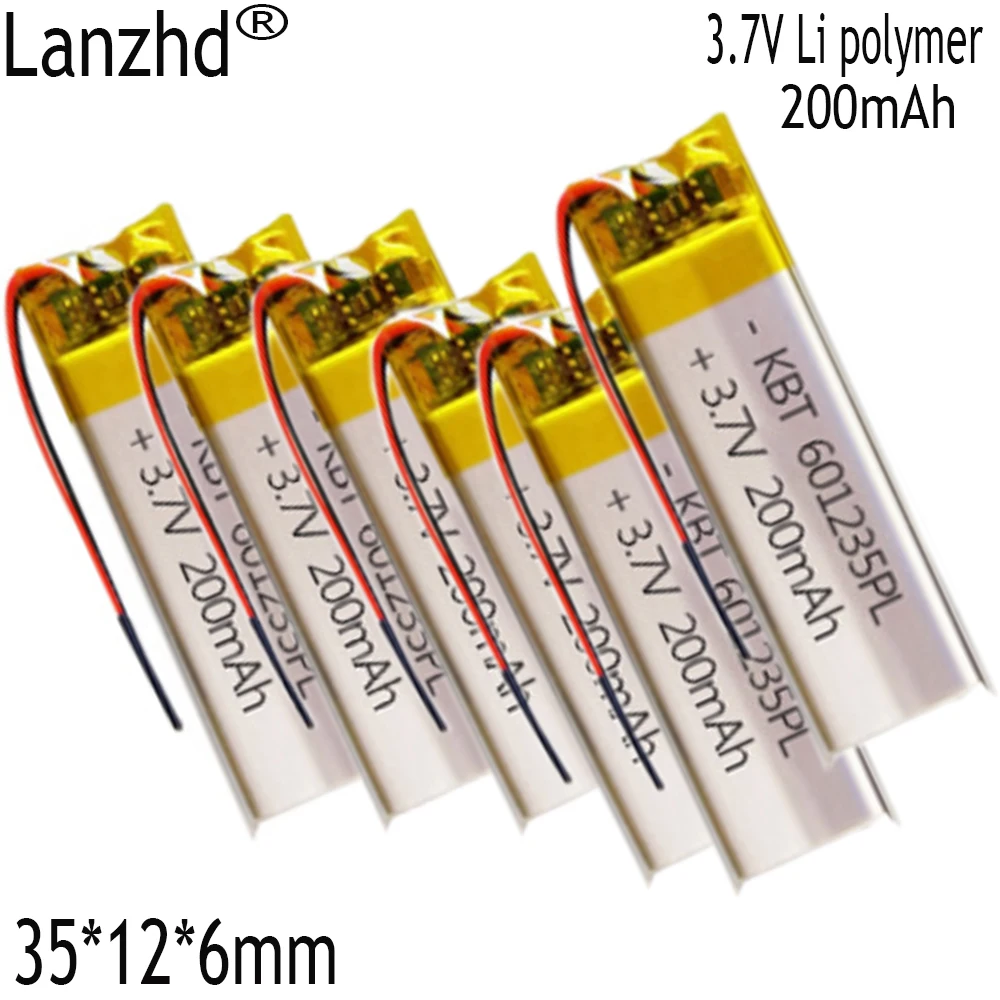 1–10 Stück CE Rohs 3,7 V 300 mAh wiederaufladbarer Akku 601235 Lithium-Polymer-Li-Po-Ionen-Akkus DIY MP3 GPS PSP Bluetooth-Kopfhörer