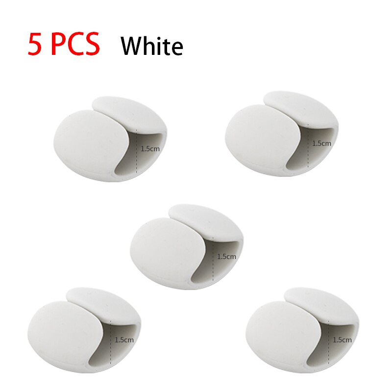 4Pcs Universal Line Storage Clip Desk Organizer Winder Portable Earphone Data Cable Storage Buckle Organizer collection: 5PCS White