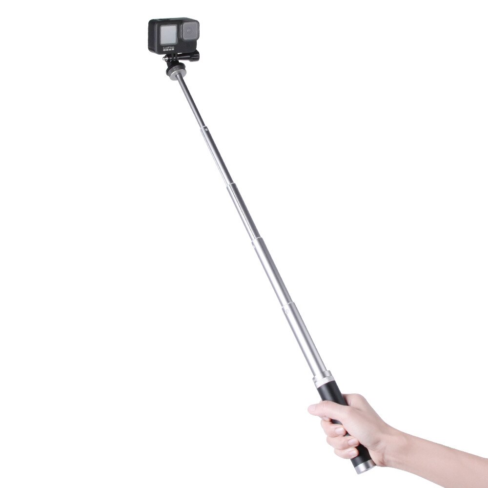 Extension Selfie Stick for Action Camera Aluminum Alloy Extendable Monopod with Drawstring Bag 1/4 Standard Screw QJY99