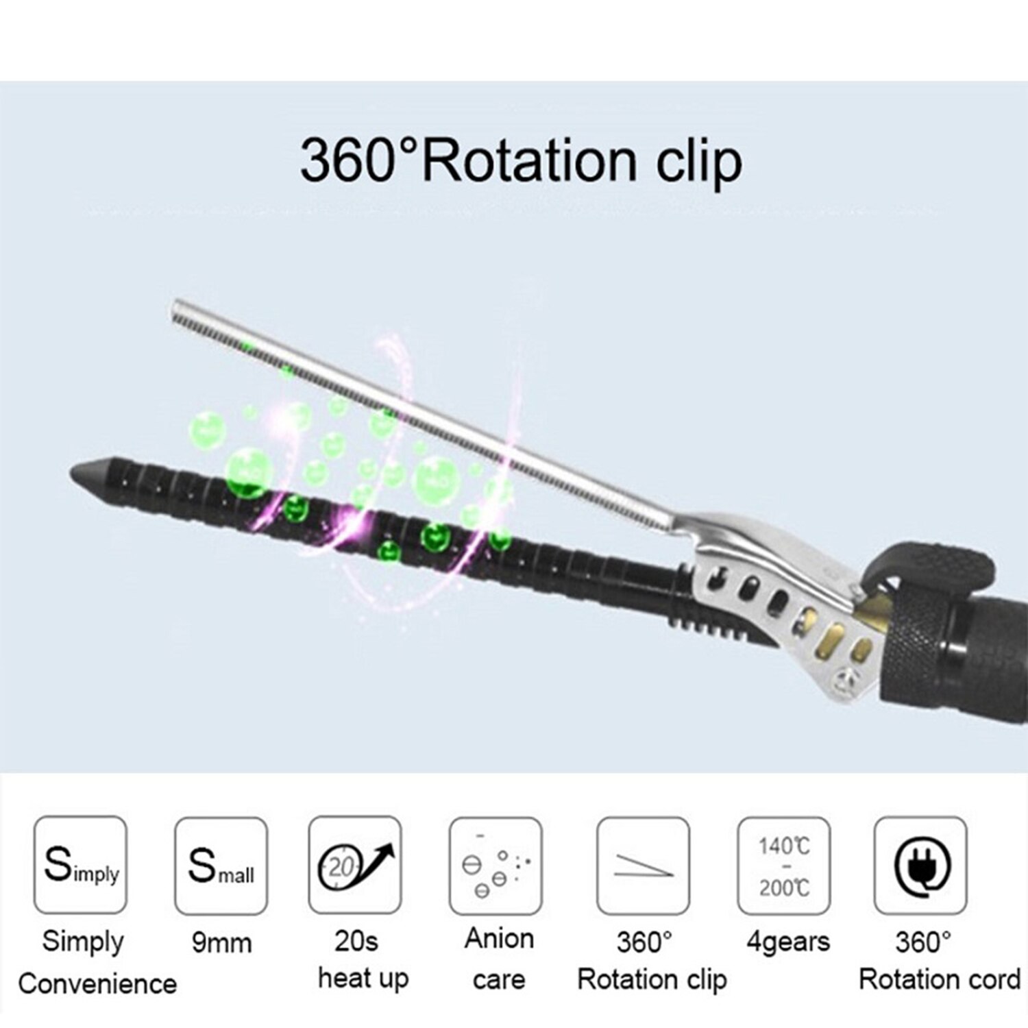 Unisex Hair Crimper 7mm Curly Styling Tools Curling Iron 230&amp;deg;C Temperature Adjustable Hair Curler Anti Hair Bangs Machine
