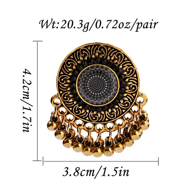 Vintage stop złota malowanie wisiorek kolczyki dla kobiet Orecchini Retro etniczne turecki cygański indyjski Tassel Tribal biżuteria