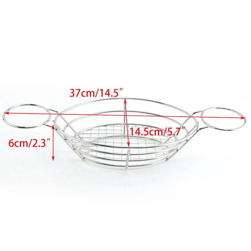 Stainless Steel French Fries Serving Basket Bread Fast Food Tray Holder Hamburger Stand Chicken Snack Storage Hotel Tableware: 1pc sliver basket