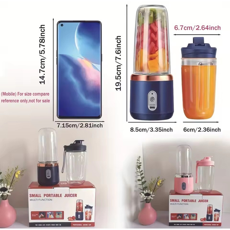 Draagbare 6-messen elektrische sapcentrifuge Roestvrijstalen mes Cup Juicer Fruit USB Automatische smoothieblender Zomerkeukengereedschap