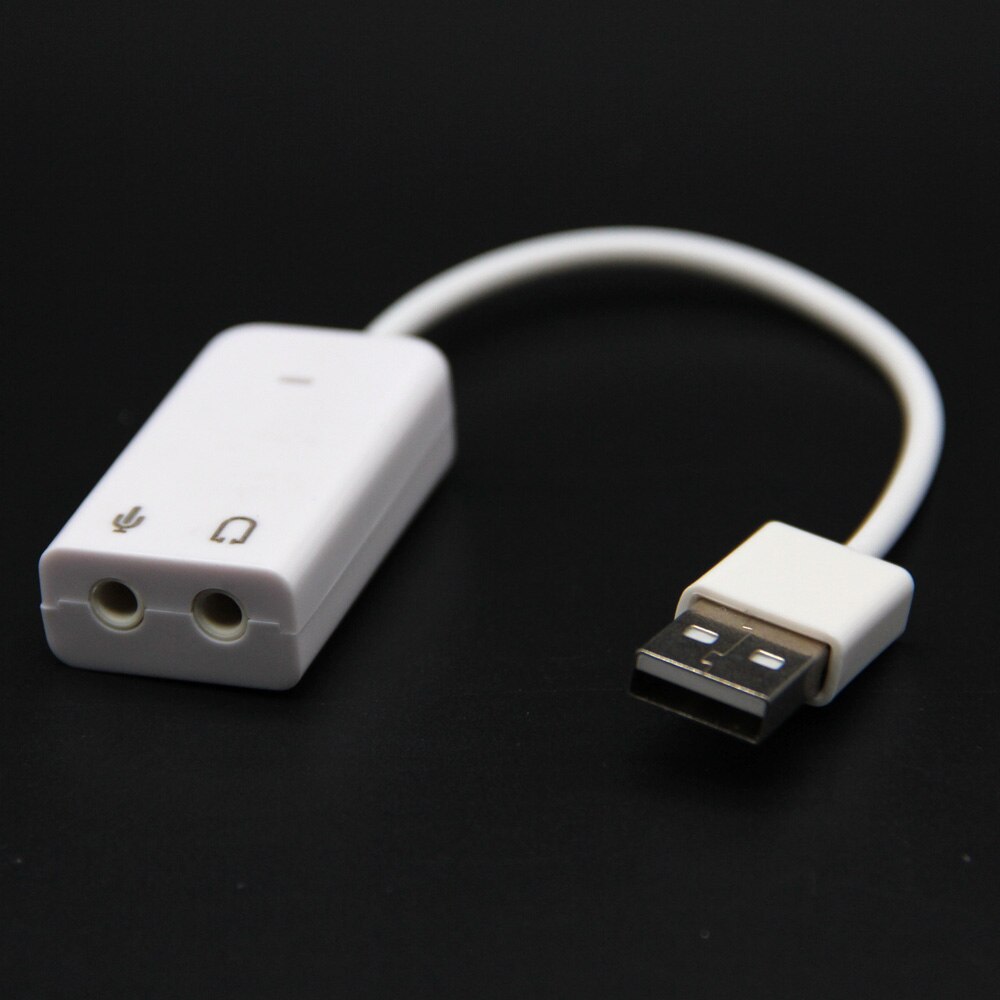 3D White 2.0 Virtual 7.1 Channel External USB Audio Sound Card Adapter Sound Cards For Laptop PC Mac With Cable