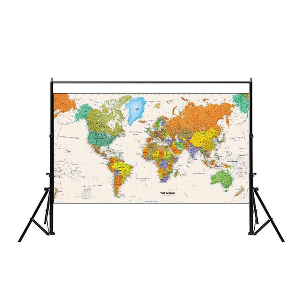 Mapa del mundo impermeable, vista aérea sin bandera para principiantes, no tejido, 150x100cm